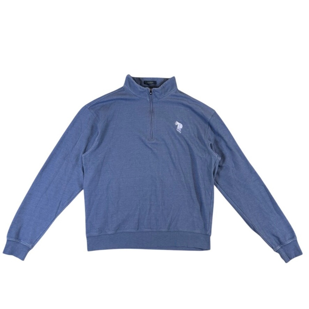 Turtleson Mens Blue Heathered Quarter Zip Pullover Golf Sweater Size M 1895 Logo